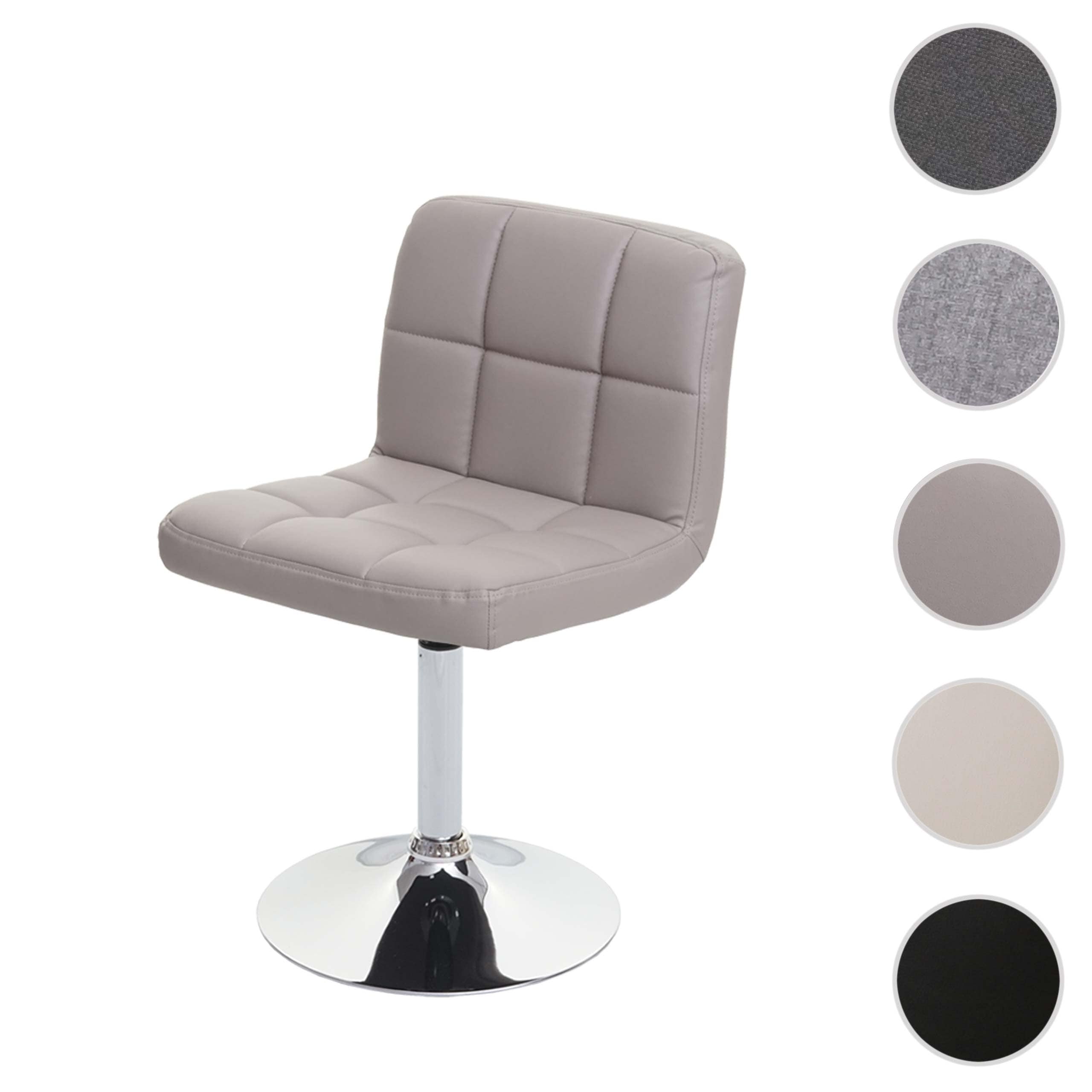 Esszimmerstuhl Cadiz, Küchenstuhl Stuhl, drehbar MVG-zertifiziert ~ Kunstleder taupe-grau, Chromfuß