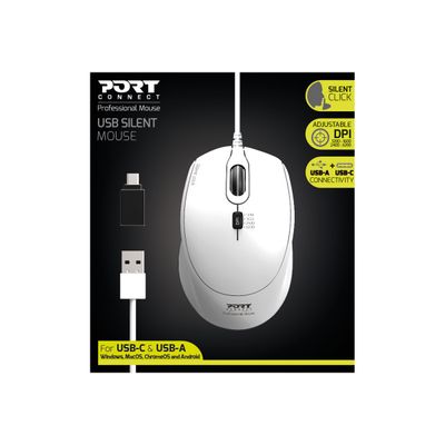 PORT DESIGNS - Souris filaire - silencieuse - blanc