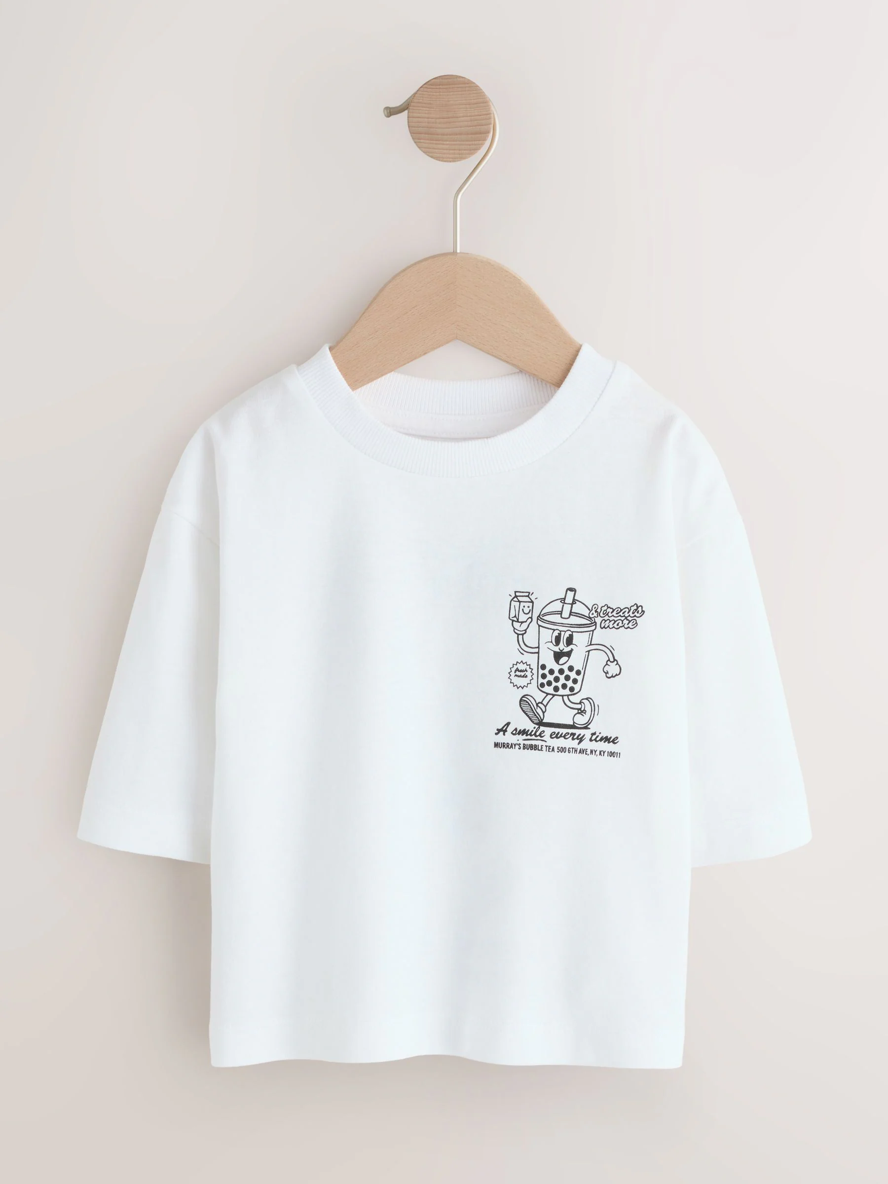 White Bubble Tea - T-shirt met lange mouwen en print op de rug (3mnd -8jr)