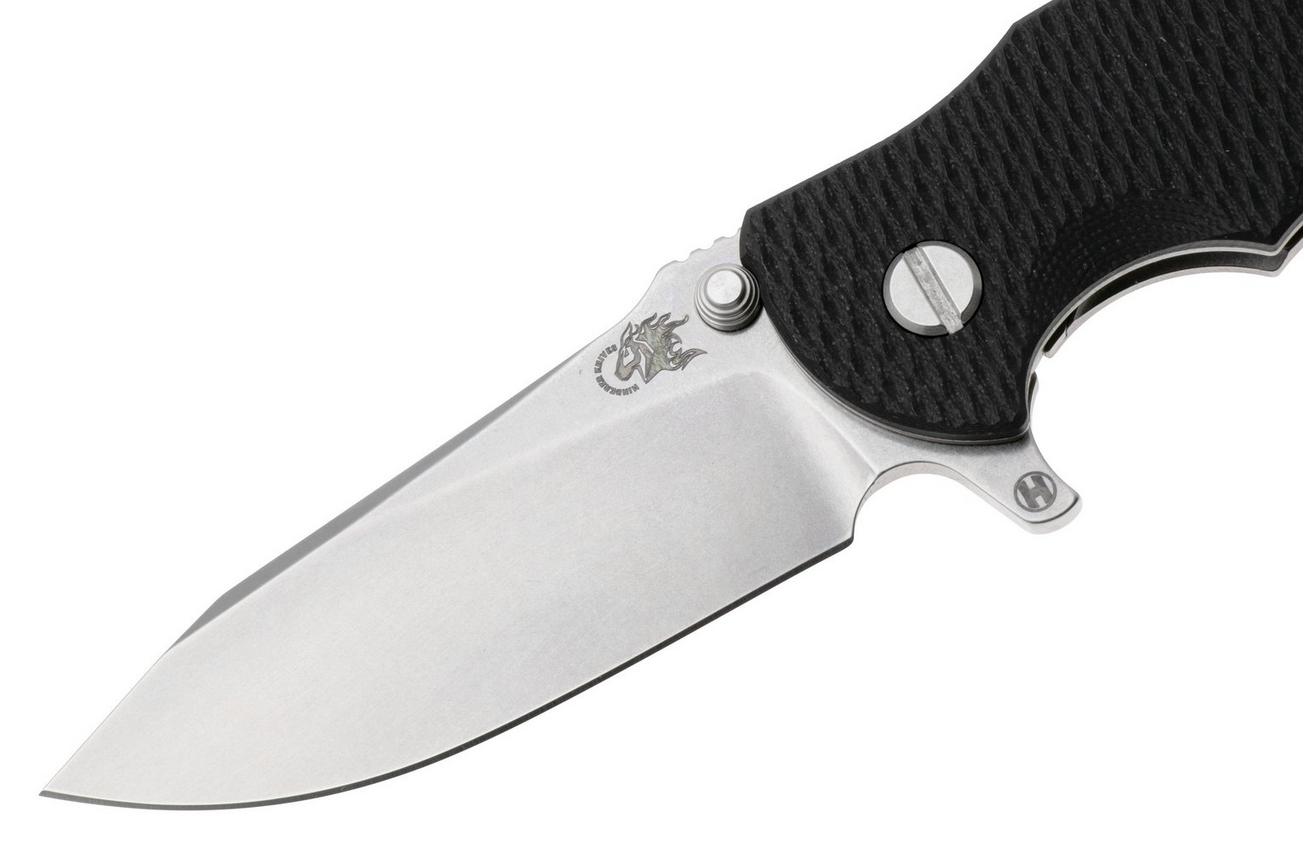 Rick Hinderer Jurassic Slicer, Hollow Ground Magnacut, Stonewashed, Black G10, zakmes