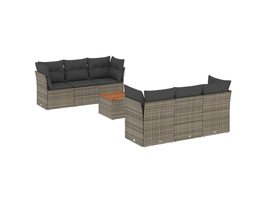 VIDAXL - Salon extérieur Salon de jardin avec coussins 7 pcs gris résine tressée