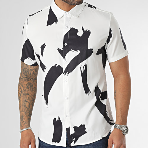 Chemise Manches Courtes Blanc Noir