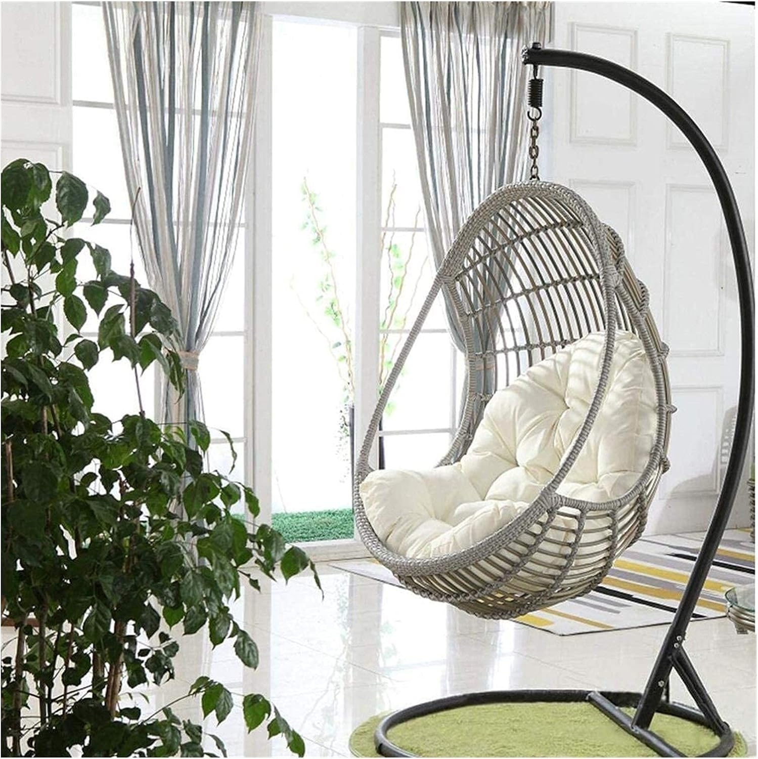 Gartenmöbel Schaukelstuhl Kissen Hängeei Sitzkissen Wasserdicht Verdicken Nest Hängesessel für Terrasse Garten (Color : A)