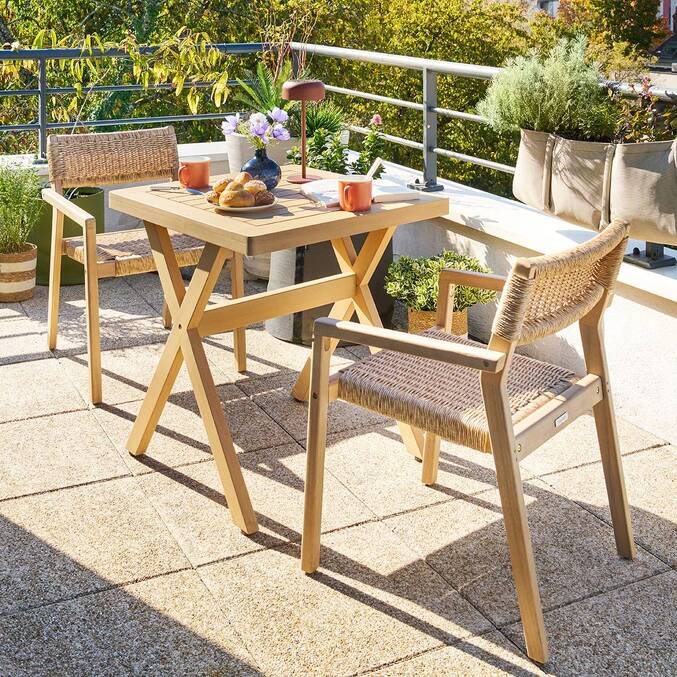 Table de jardin carrée XENIA Eucalyptus