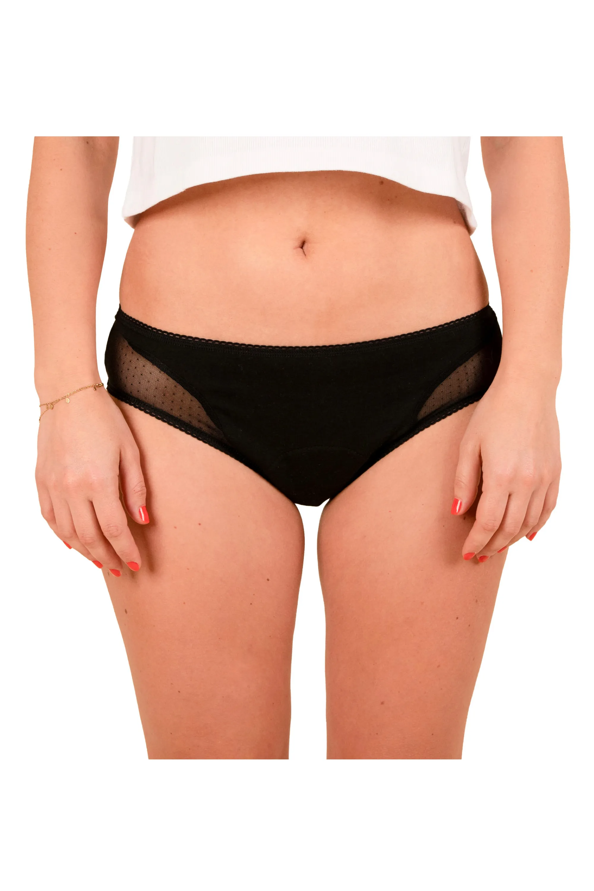 Jho Culotte menstruelle flux normal plumetis noir