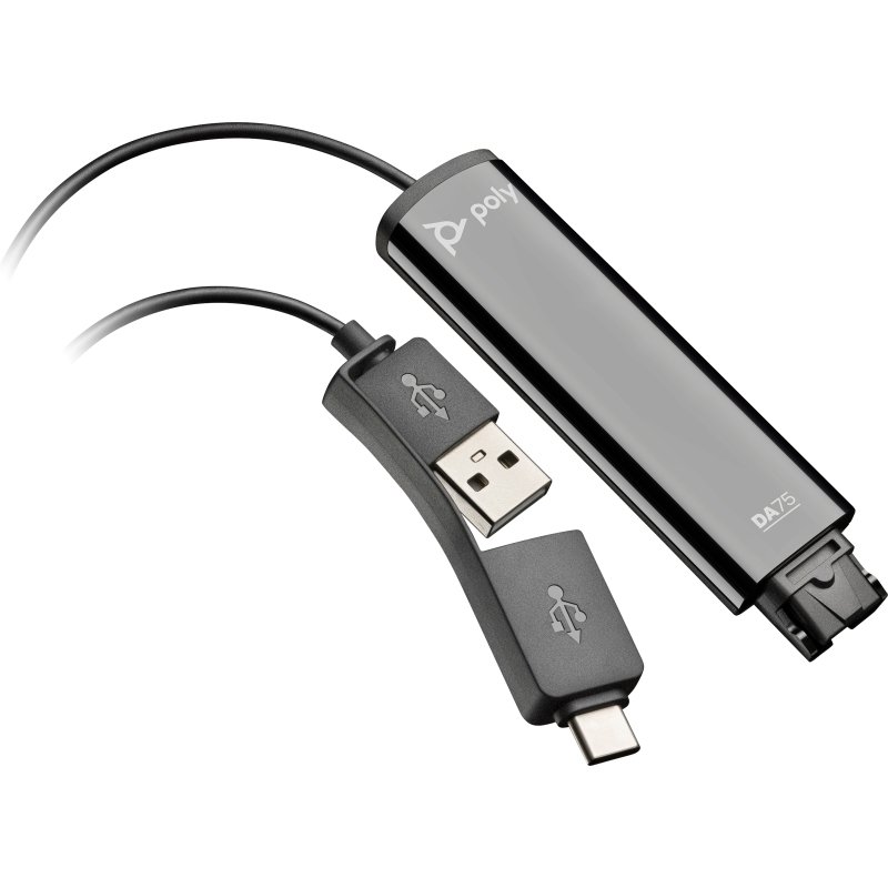 HP Poly Adaptateur Poly DA75 USB vers QD Noir TAA