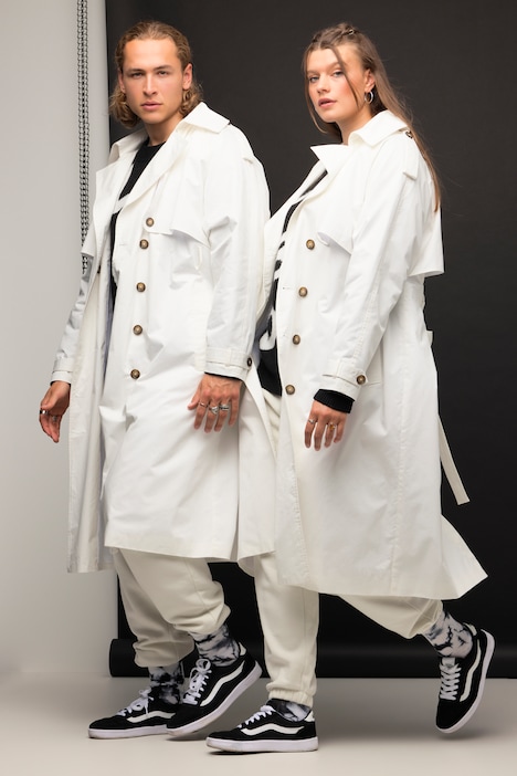 Trenchcoat, oversized, Reverskragen, doppelreihige Knopfleiste, Unisex