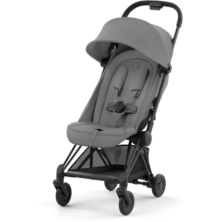 cybex PLATINUM Buggy Coya Matt Black Mirage Grey inklusive Babyschale Cloud T I-Size Plus Leaf Green  und Adapter
