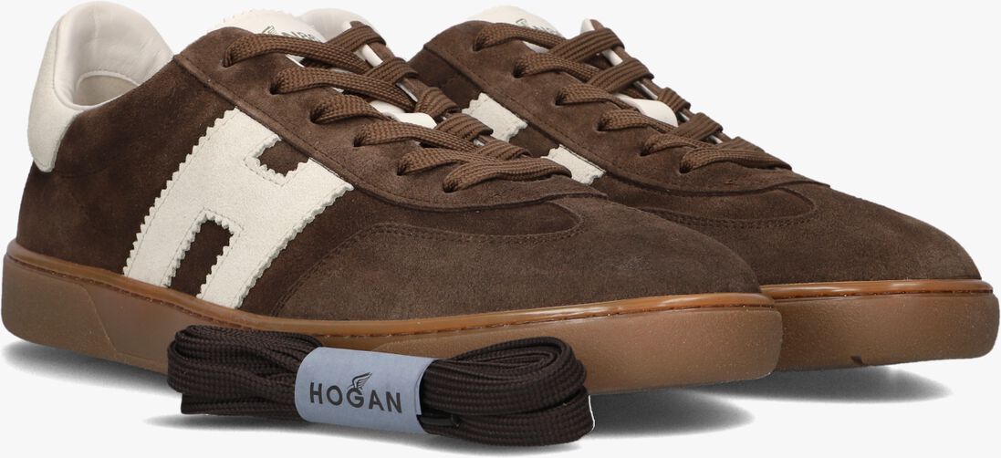bruine hogan lage sneakers cool allacciato h