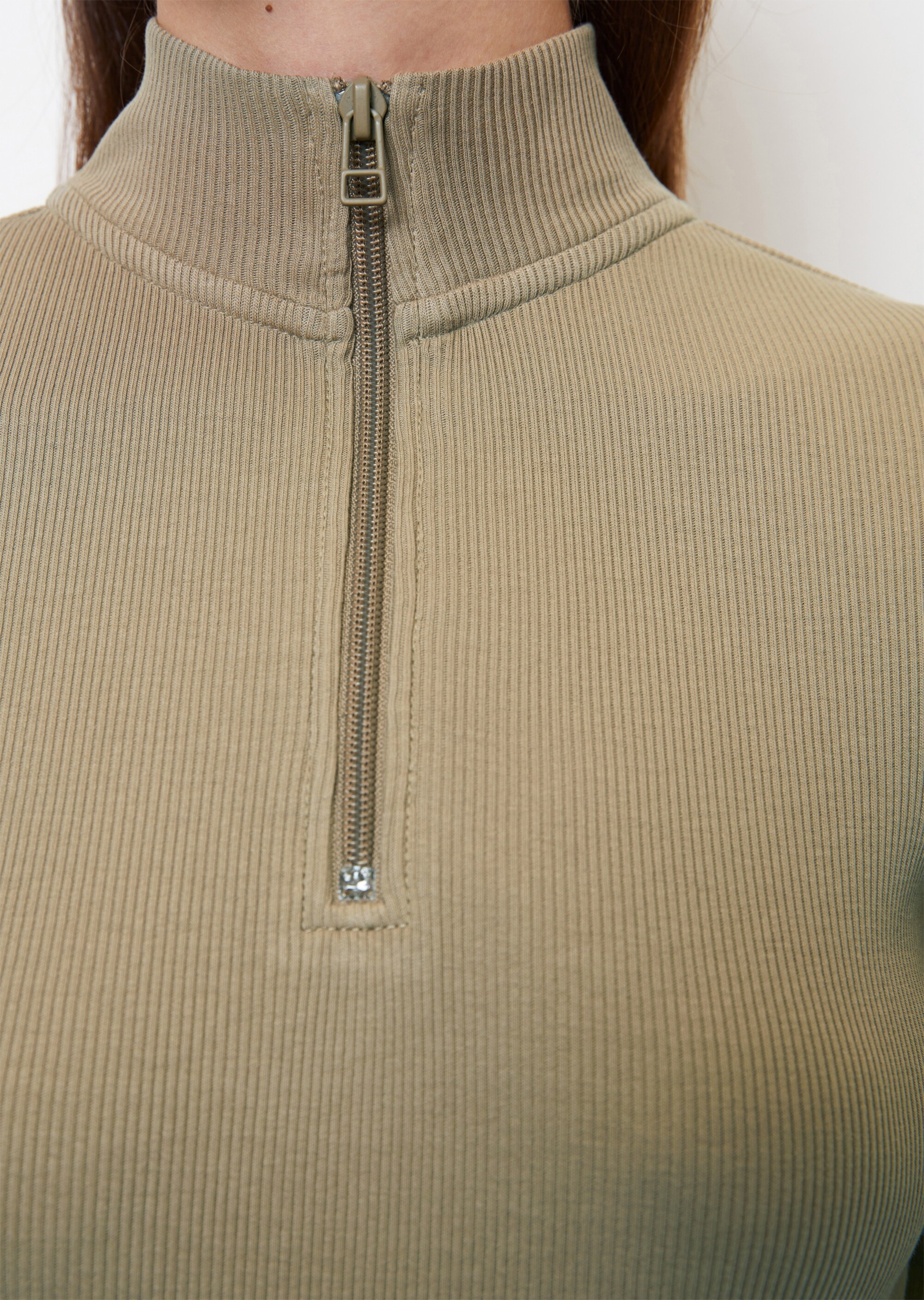 Zip-Longsleeve slim aus softem Rib-Jersey
