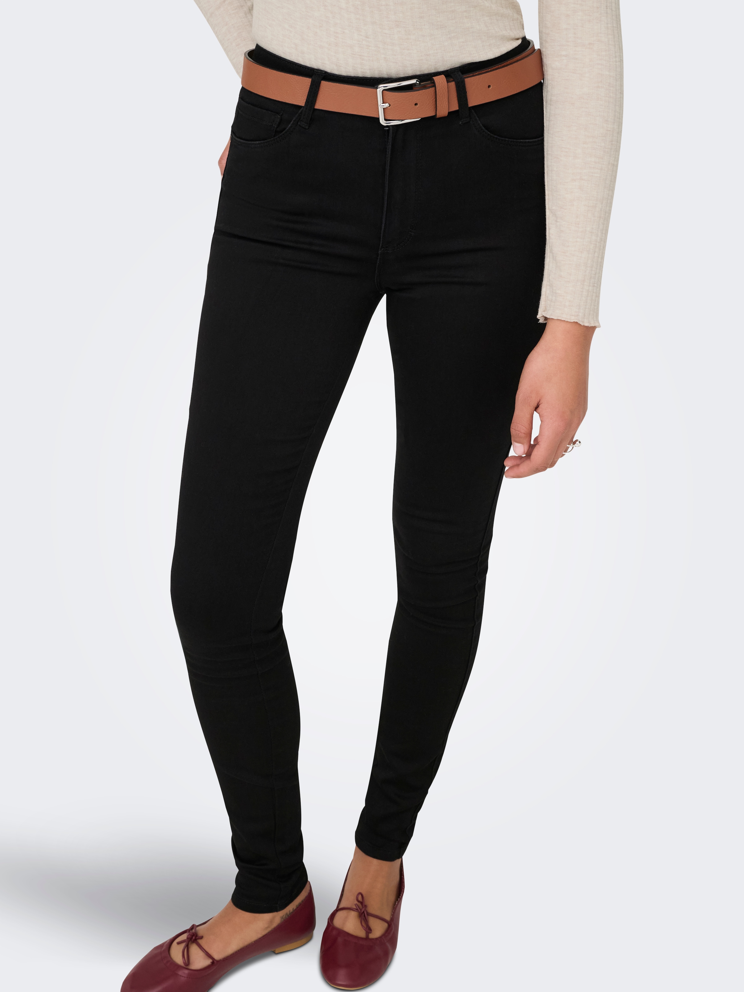 ONLY High-waist-Jeans »ONLROYA – Skinny-Jeans mit hohem Bund und Stretchkomfort«, unifarben, modisch, skinny fit, Baumwollmischung