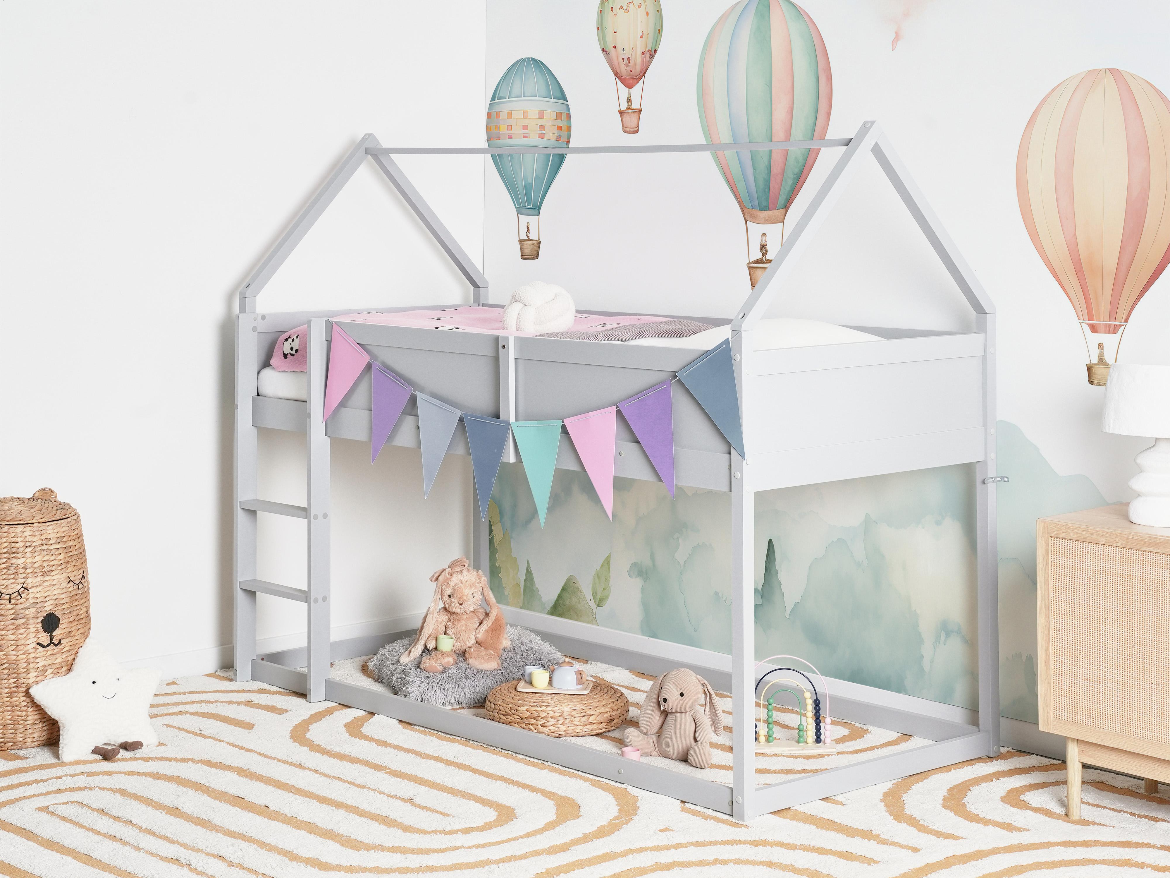 Verhoogd bed Huis Dennenhout DIENNE 90 x 200 cm Grijs