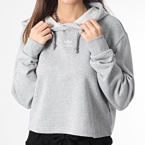 Sweat Capuche Femme Crop HM1835 Gris Chiné