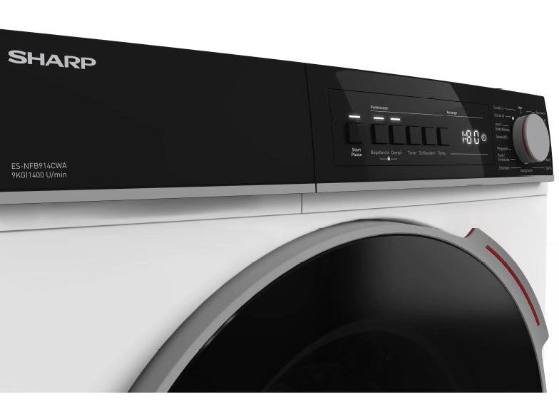 Sharp Waschmaschine ES-NFB914CWA-DE Links Frontloader mit 9 kg Ladekapazität
