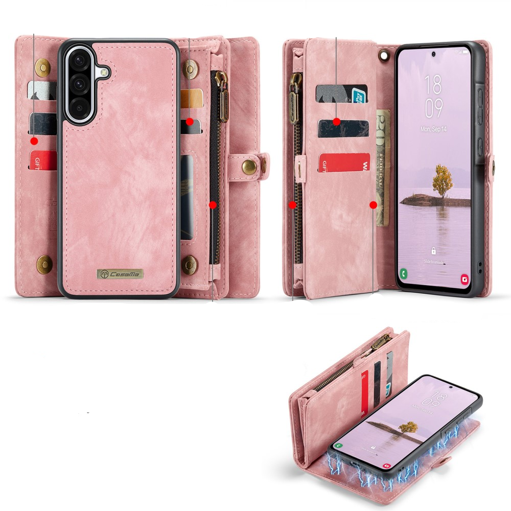Samsung Galaxy A56 2in1 Leder Tasche   Magnet Hardcase Karten Etui - Rosa