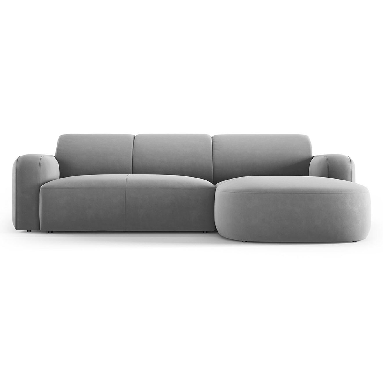 Mazzini Sofas Canapé d'angle droit Velours Jasmin 4 Places gris - 250x170x72 cm