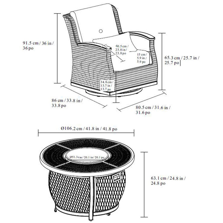 Conjunto de 5 peças para bate-papo ao ar livre Agio Vermont
