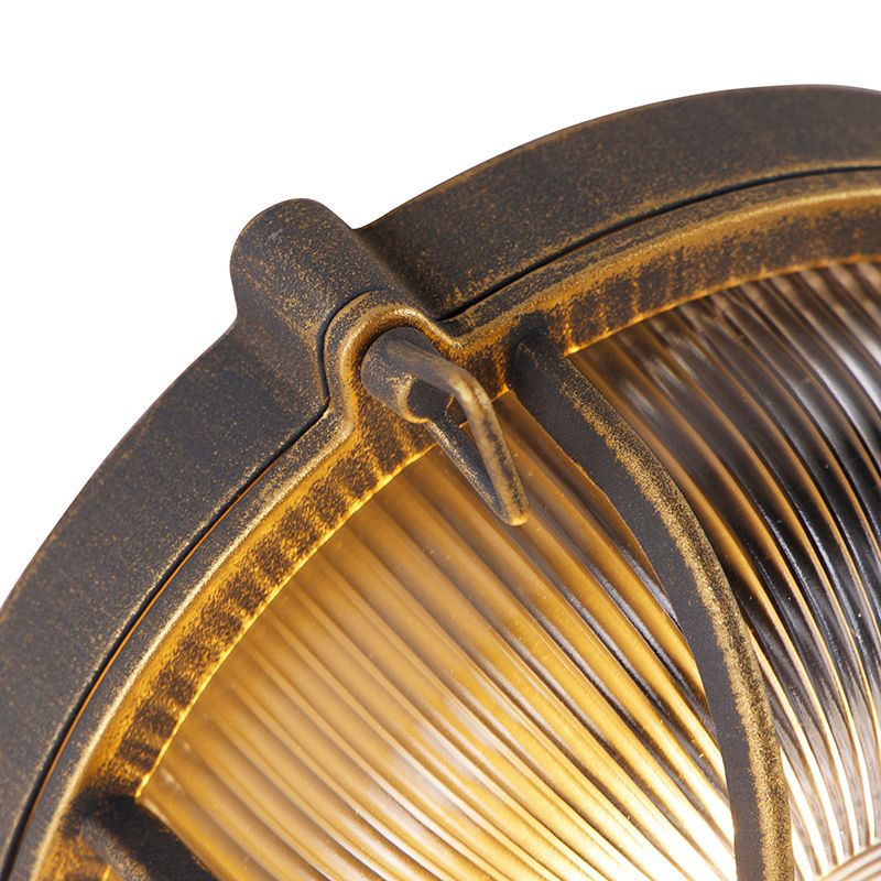 Wand- en plafondlamp goud/messing rond IP44 - Noutica