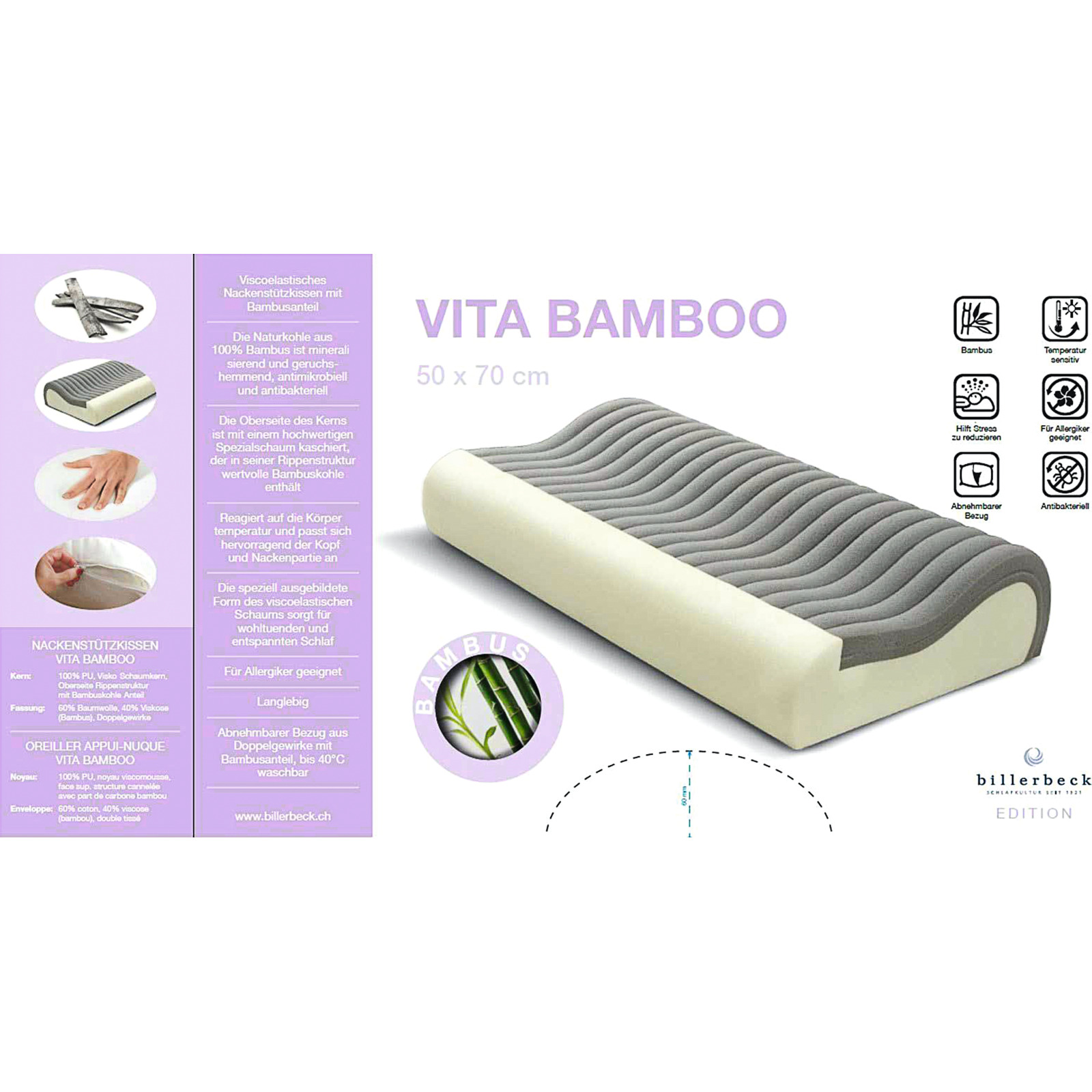Billerbeck Nackenstüzkissen Vita Bamboo,