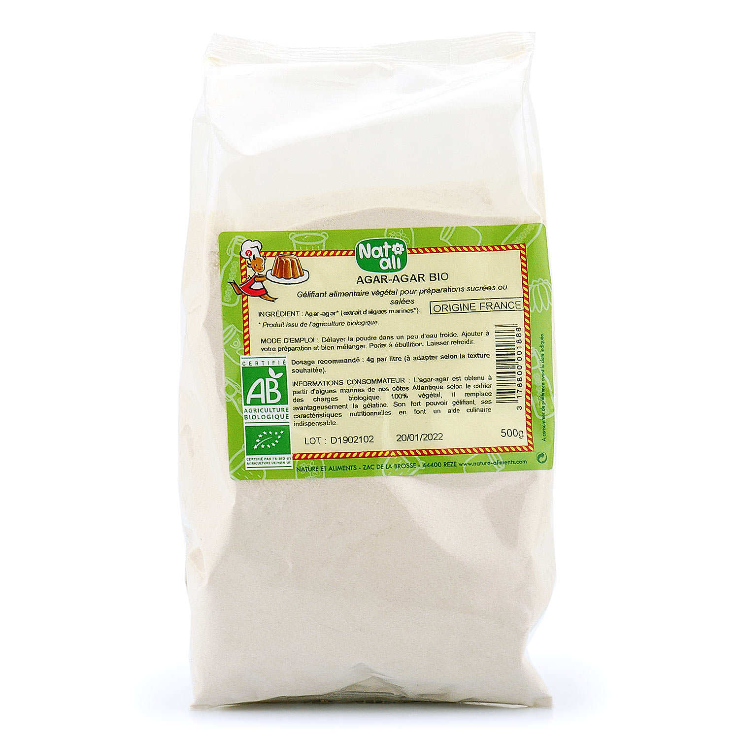 Agar agar en poudre bio - En sac