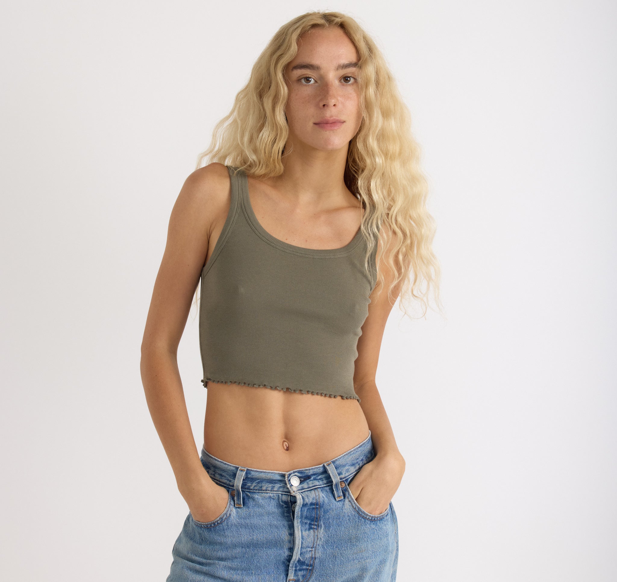 ORGANIC COTTON<br>Core Rib Crop Tank Top
