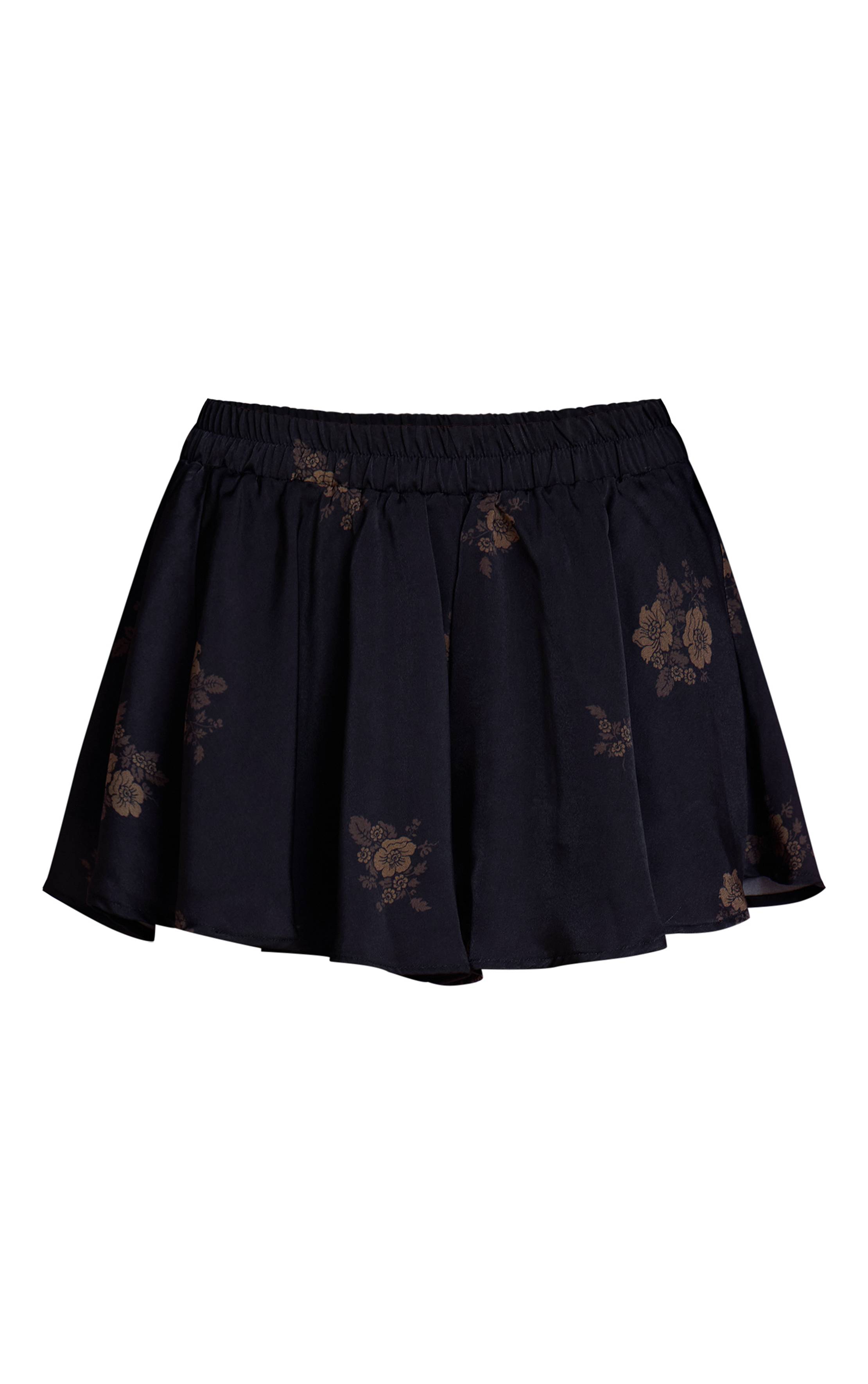 Bleu Marine Ensemble Coordonné Short En Satin À Imprimé Fleuri Ditsy