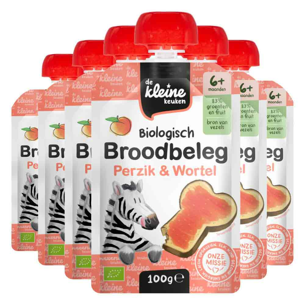 6x de Kleine Keuken Bio Broodbeleg Perzik & Wortel 100 gr