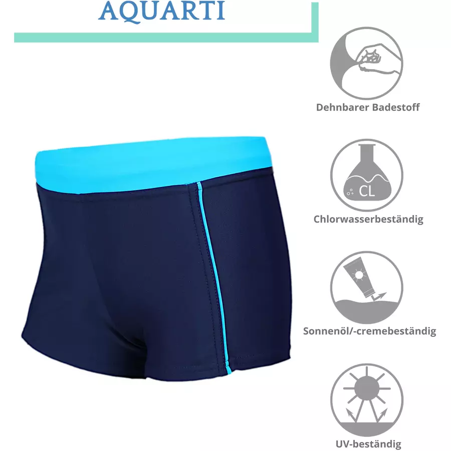 Aquarti Jungen Kinder Badehose Seitliche Paspel dunkelblau