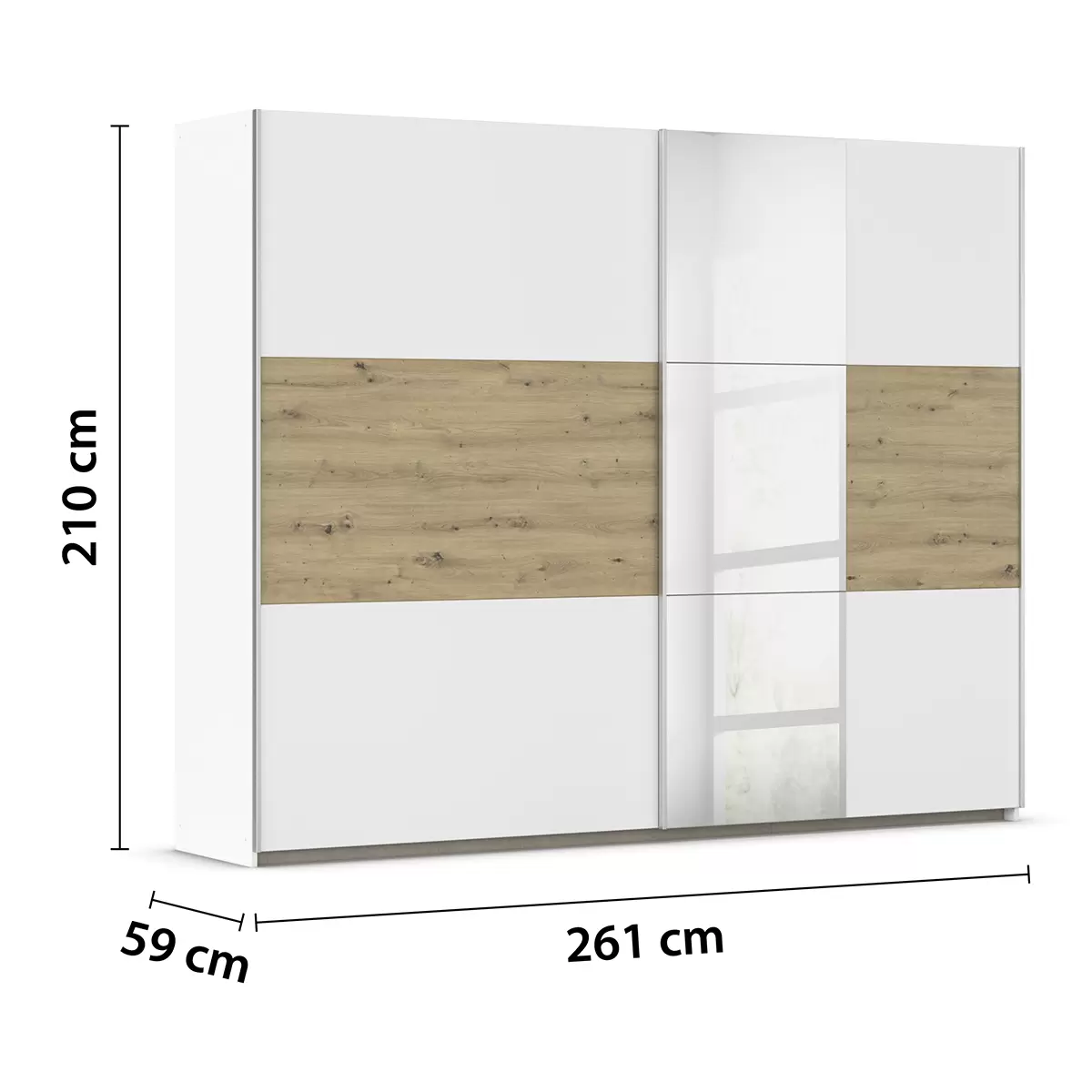 Schwebetürenschrank 2trg. Foster       Best Price Artisan Eiche,weiss