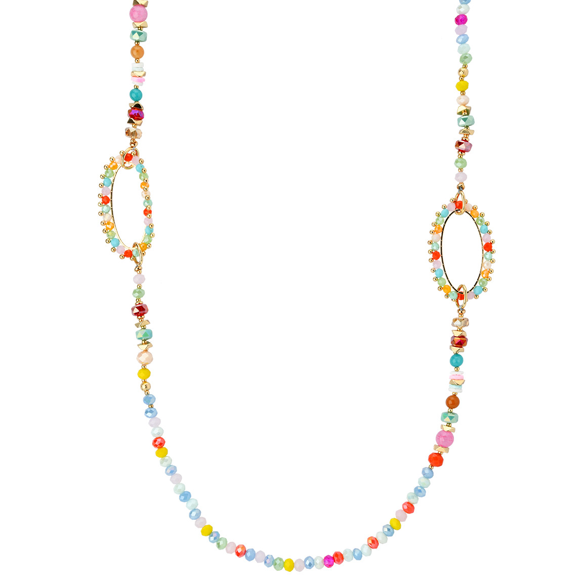 Gina Benotti Damen Kette mit bunten Steinchen gold / bunt