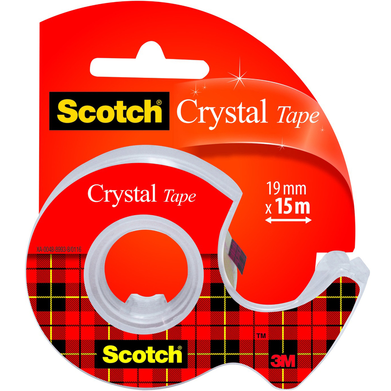 Scotch Klebeband Crystal 600 mit Klebeabroller, 19 mm x 15 m
