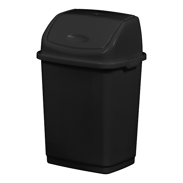 Poubelle plastique recyclé à couvercle basculant clap green - 5l - noir
