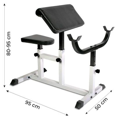 Banc de musculation pour biceps siège accoudoir et support pour haltères réglables charge max 200 kg pour entraîner les biceps triceps preacher curl équipement de fitness 01_0000202
