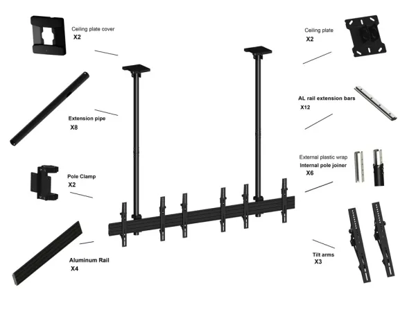 Multibrackets M Menu Board Mount Pro MBC3X1U - Beslag - aluminium, stål - sort - skærmstørrelse: 40
