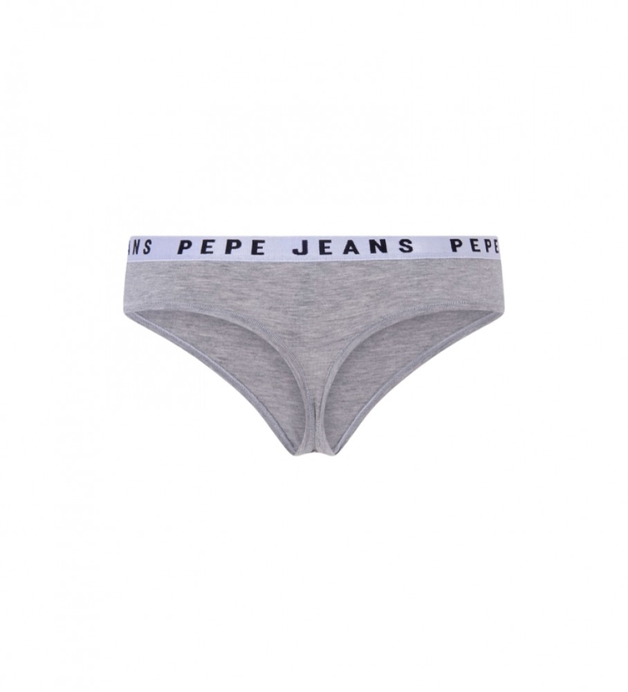 Calcinha fio dental Pepe Jeans Classic Logo cinza