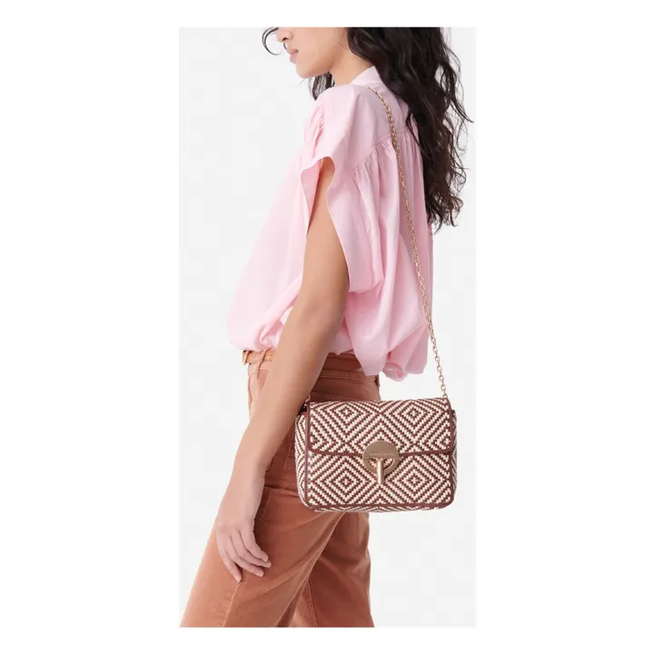Vanessa Bruno Sac Moon PM Cuir et Coton Tressé | Cognac