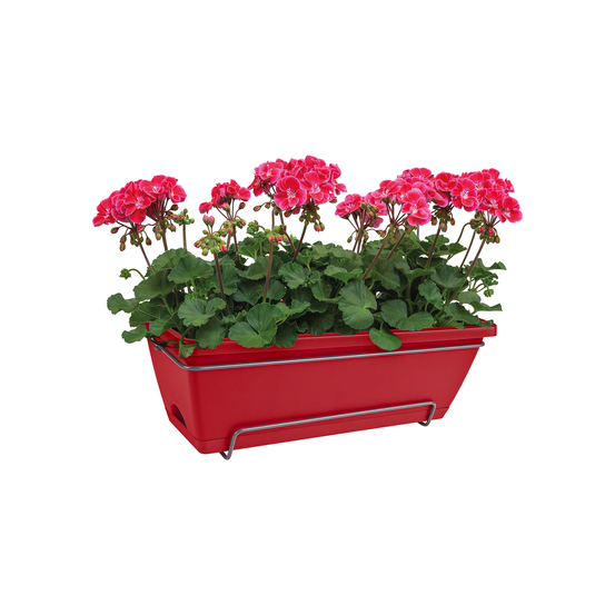 Jardinière barcelona en plastique rouge - 50x28,6x21,4 cm