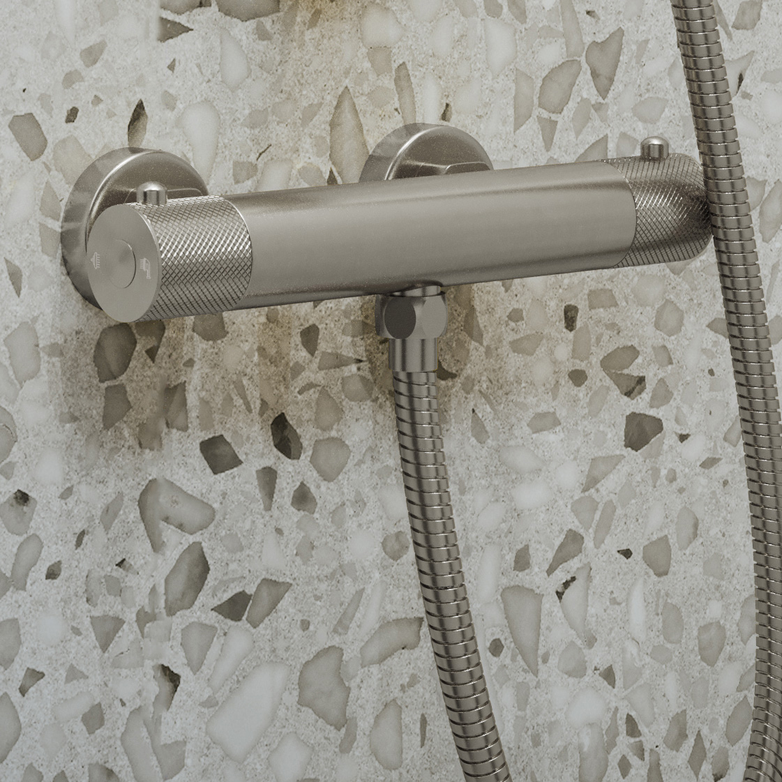 Saniclear Exclusive Curved doucheset RVS met thermostatische kraan, handdouche en glijstang
