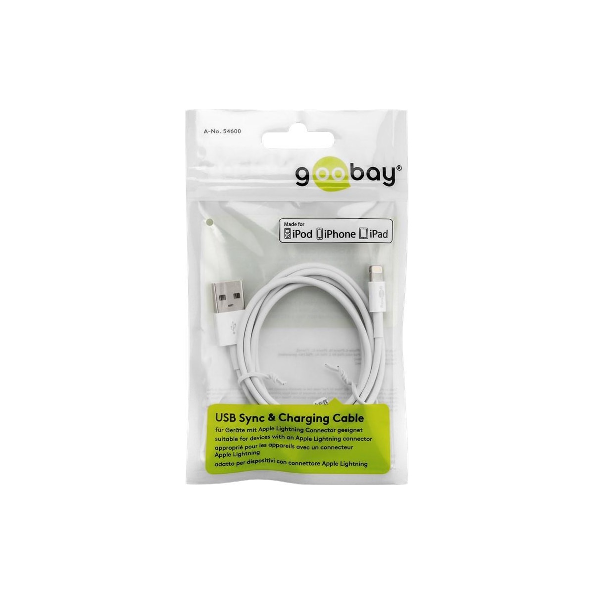 Lightning USB-lade- og synkroniseringskabel