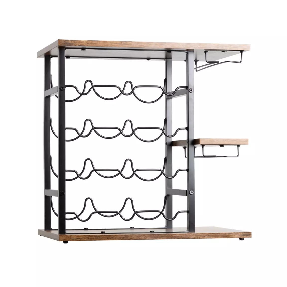 Meuble range-bouteilles industriel 12 emplacements et porte-verres (H50 cm) Arthur Noir