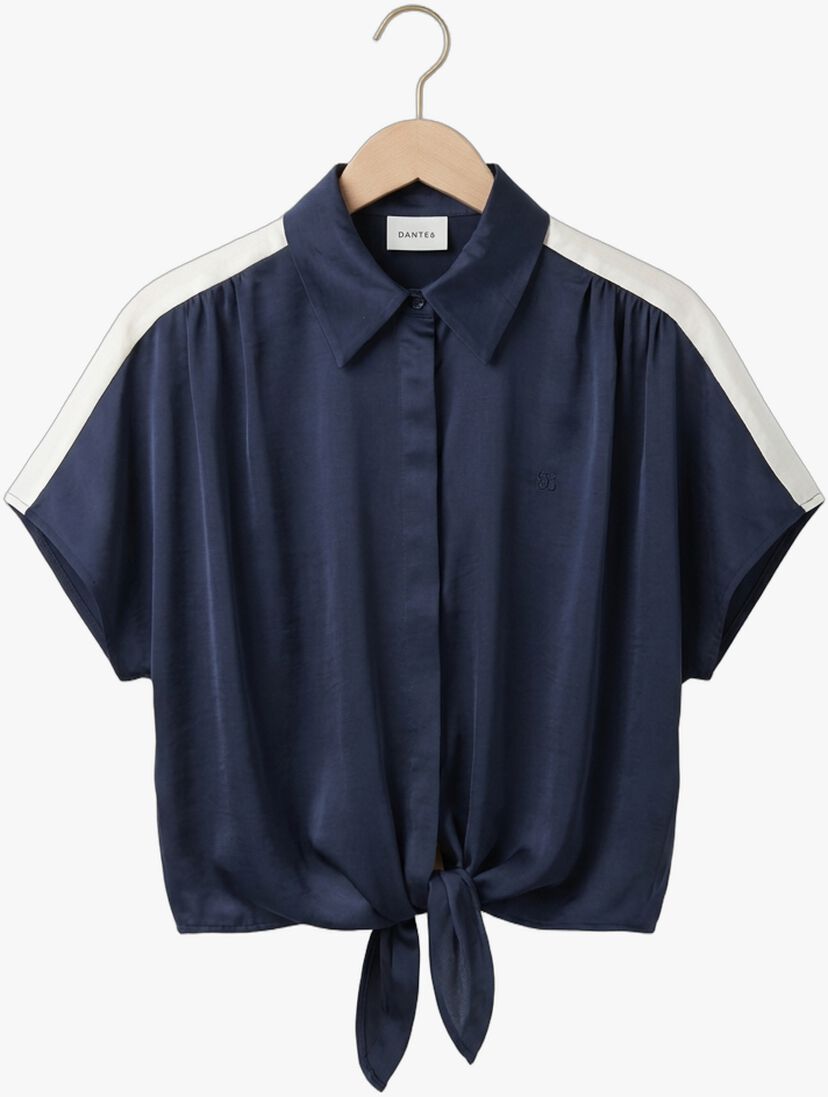 blauwe dante6 blouses siren tie knot shirt