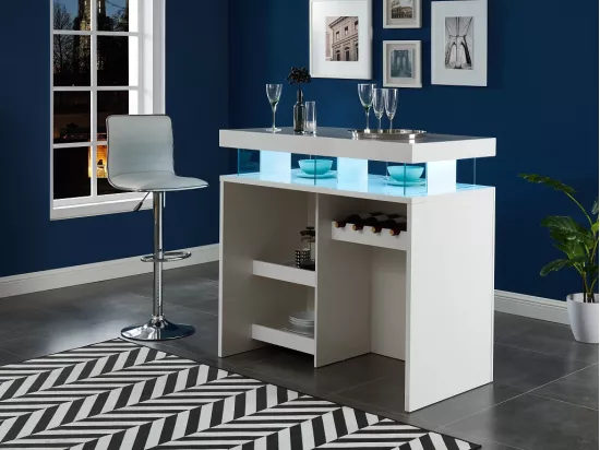 Meuble de bar avec LEDS en MDF blanc laqué - FABIO II
