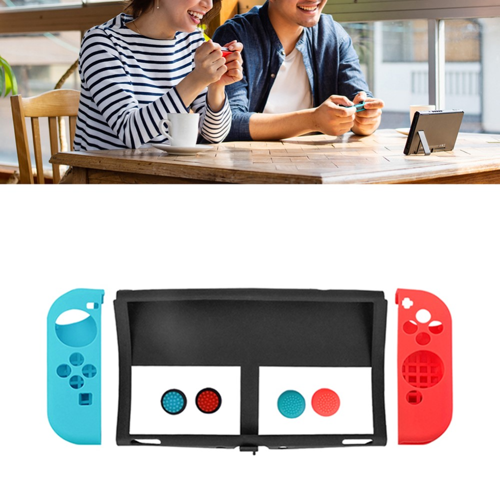 7in1 Nintendo Switch OLED Silikon Case Schutzhülle - Rot / Blau