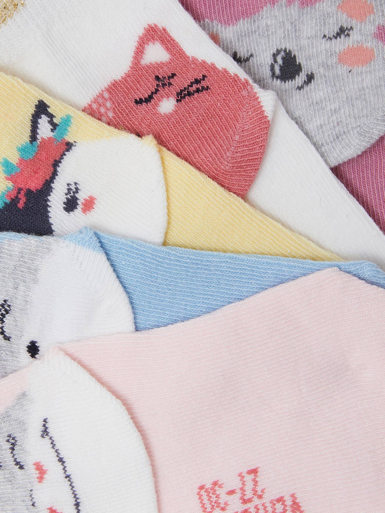 Pacote com 5 pares de meias tamanho médio, estampa de animais rosa claro, bicolor/multicoloridas