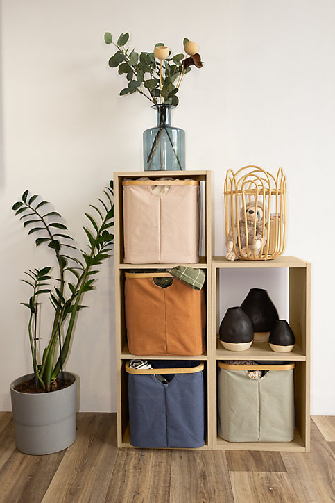 Panier de rangement cadre bambou Hyppolite bleu