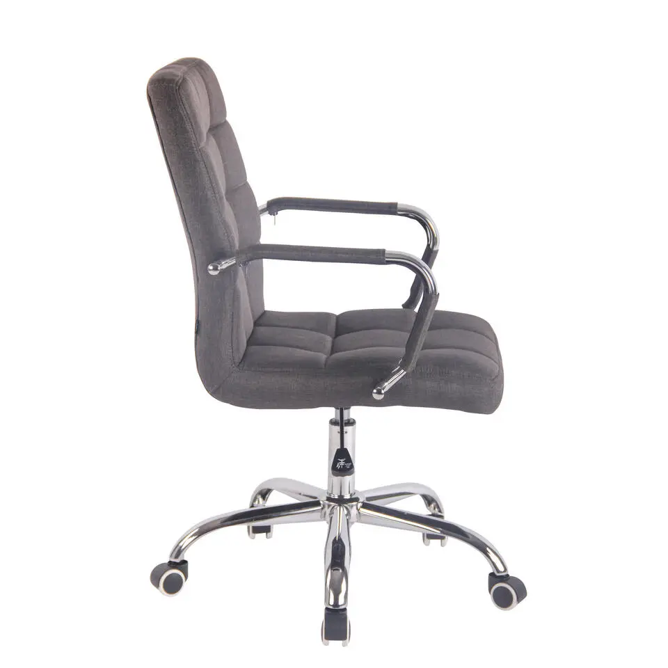 CLP Bureaustoel Deli chroom Frame - Stof - donkergrijs