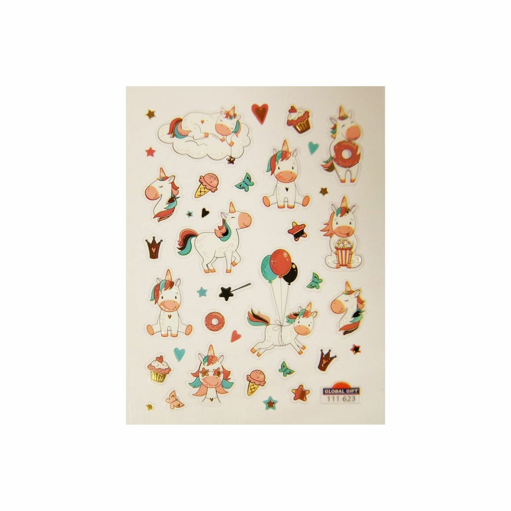 Autocollants - licornes rigolottes - paillettes - 1,8 cm