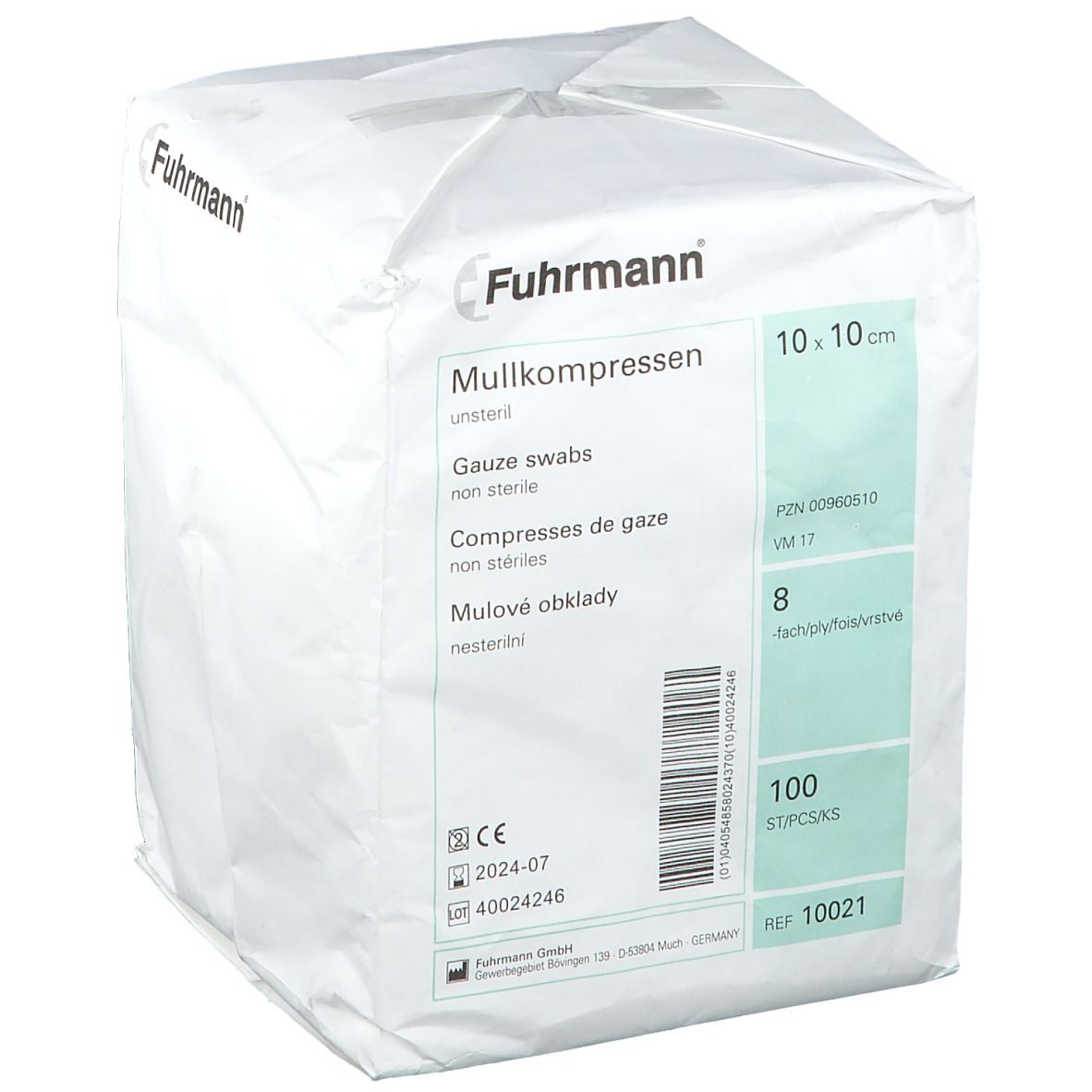 Mullkompressen 8 fach 10 x 10 cm unsteril