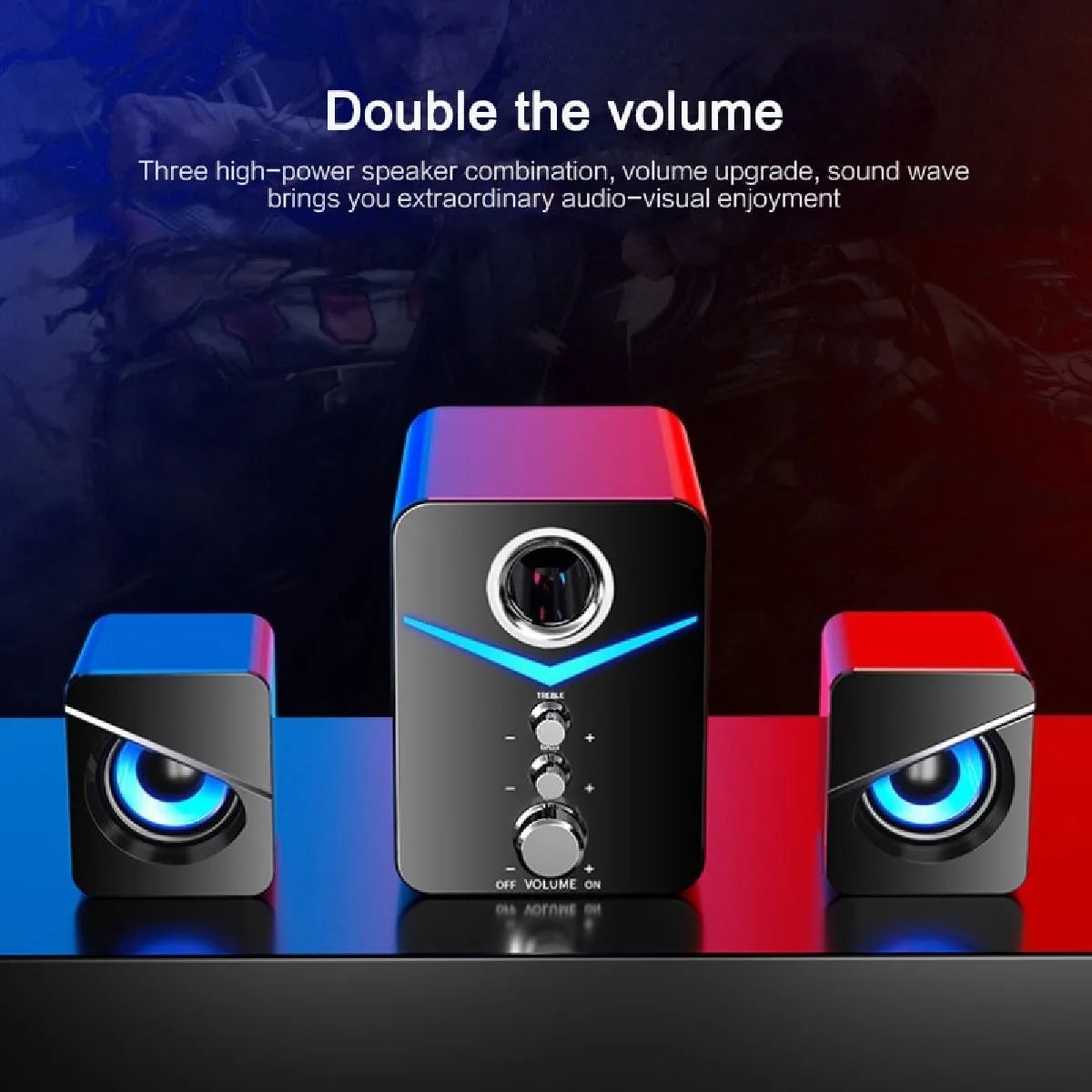 Universal 3PCS Enceinte Bluetooth Noir