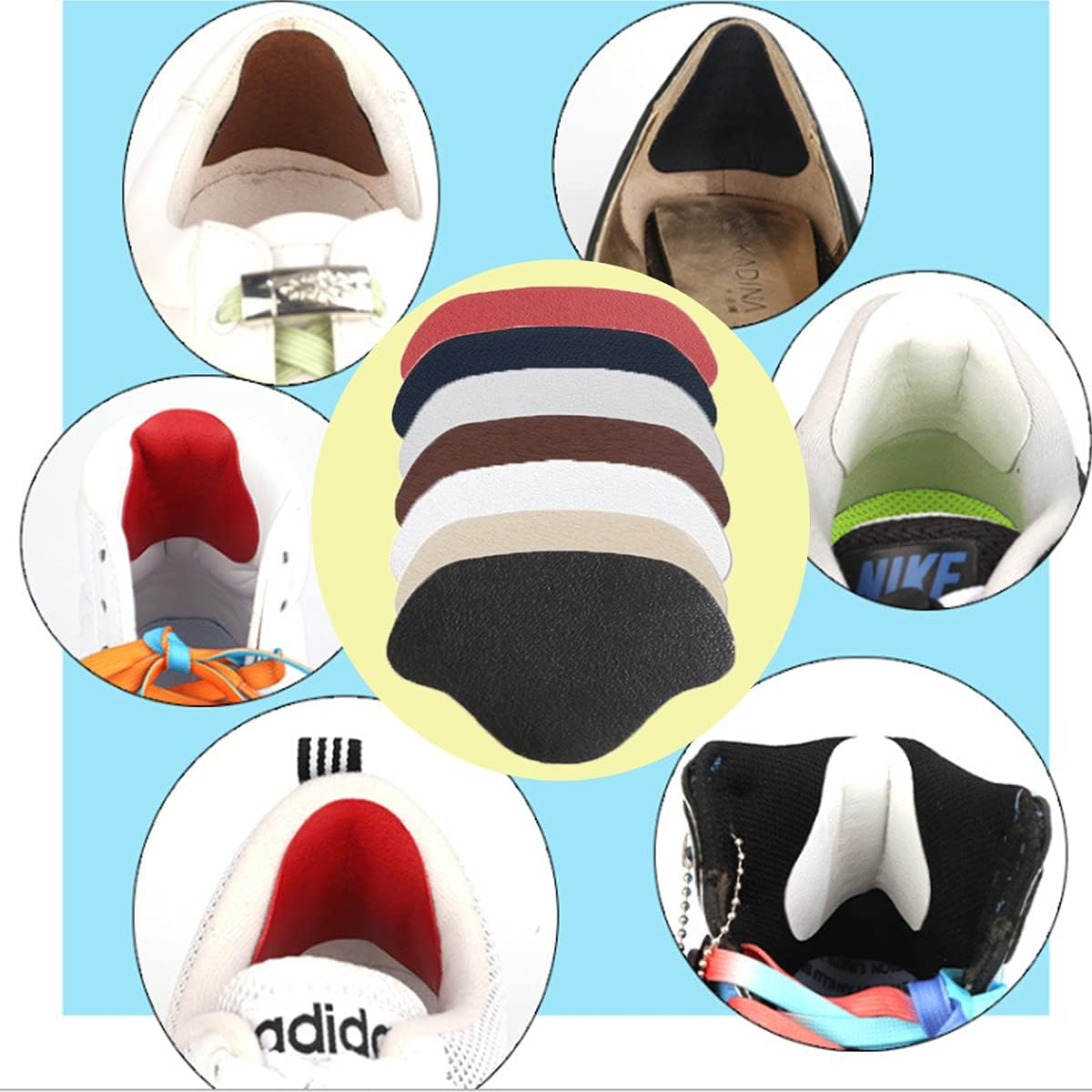 (2 Paar) Leder Fersen Pads Selbstklebende Anti-Rutsch Schuh Reparatur Einlagen - Weiss